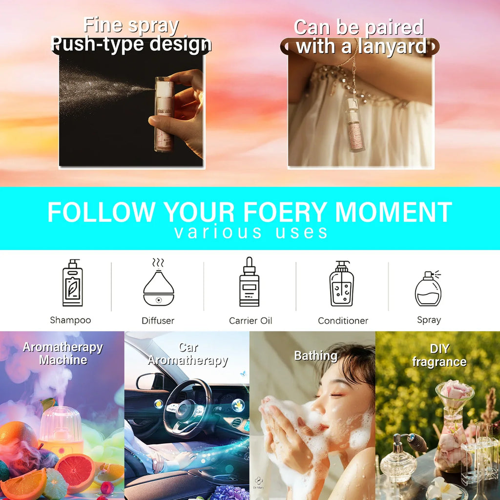 12Types Spray Essential Oils Pheromones Perfumes For Women Gift Body Oil Spray Fragrance Floral Fruity Woody Tea Long Lasting