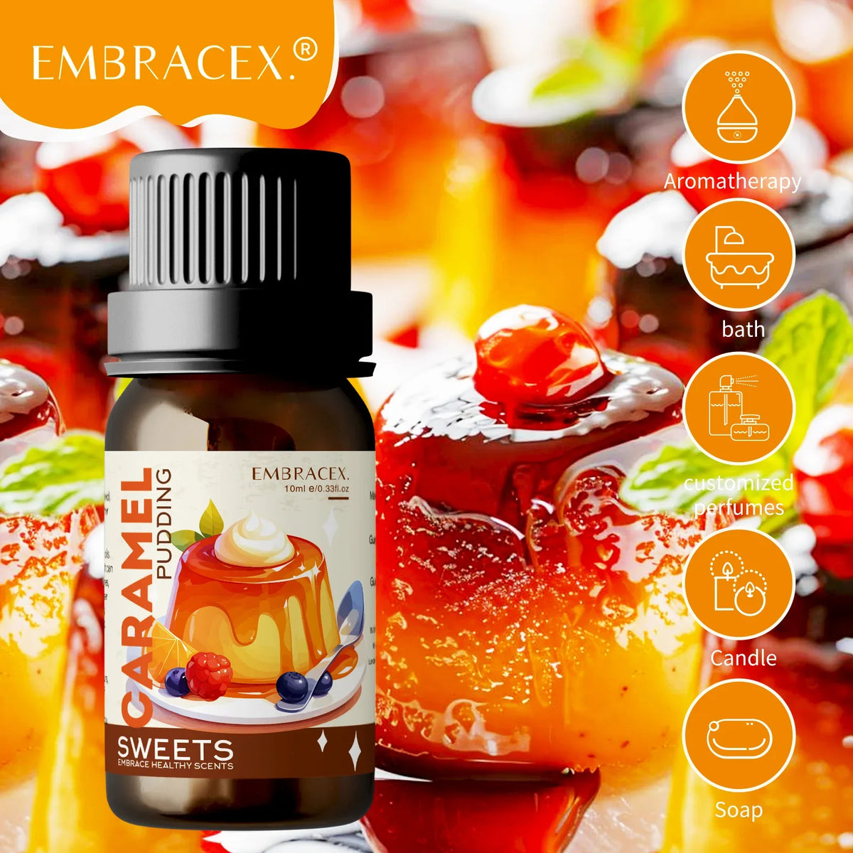 10ml Essential Oils Caramel Pudding Perfume Fragrance Oils For Candles,Humidifiers,Aroma Diffusers Perfume Gift Women
